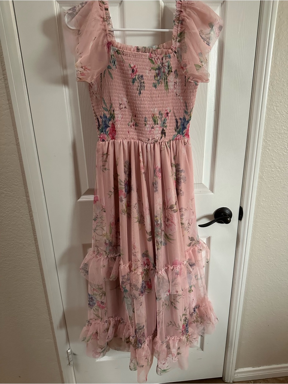 Rare Editions Pink Floral Ruffle Tiered Dress